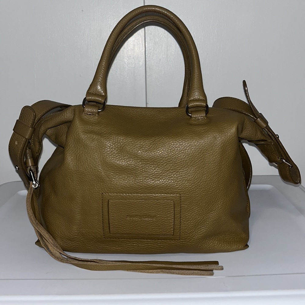 See by Chloe Alix Leather Crossbody Medium Duffle Satchel Bag Purse Olive Green